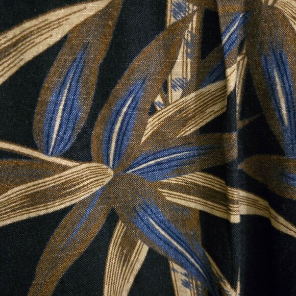 Izod Linen Blend Neutral Black Beige Tan Blue Hawaiian Shirt Size XXL - Picture 3 of 6